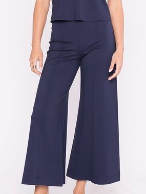 RIPLEY RADER NAVY PONTE KNIT CROPPED WIDE LEG PANT